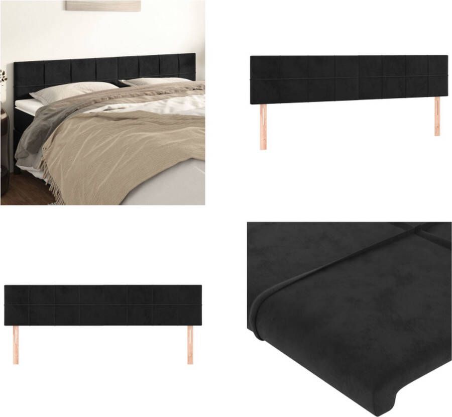 The Living Store Hoofdborden 2 st 80x5x78 88 cm fluweel zwart Hoofd Bord Hoofdborden Velvet Zwart Tweepersoonsbed - Foto 3