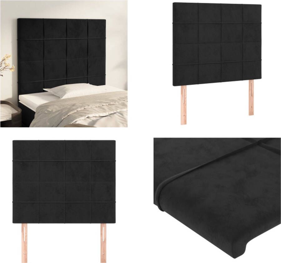 The Living Store Hoofdborden 2 st 80x5x78 88 cm fluweel zwart Hoofd Bord Hoofdborden Velvet Zwart Tweepersoonsbed - Foto 2