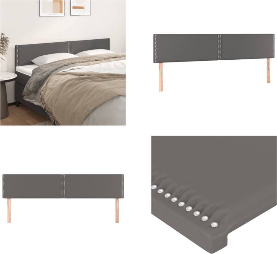 VidaXL Hoofdborden 2 st 80x5x78 88 cm kunstleer grijs Hoofdbord Hoofdborden Hoofdeinde Houten Hoofdbord - Foto 3