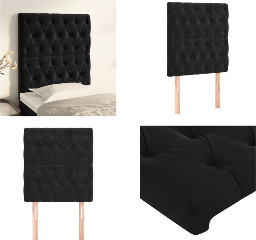 VidaXL Hoofdborden 2 st 80x7x78 88 cm fluweel zwart Hoofdbord Hoofdborden Hoofdeinde Houten Hoofdbord - Foto 2