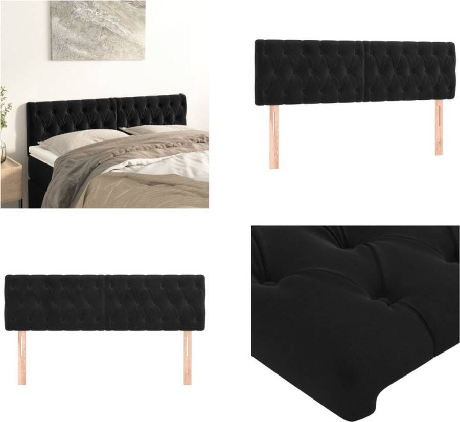 VidaXL Hoofdborden 2 st 80x7x78 88 cm fluweel zwart Hoofdbord Hoofdborden Hoofdeinde Houten Hoofdbord
