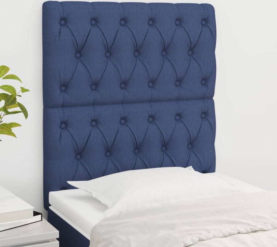 VidaXL Hoofdborden 2 st 80x7x78 88 cm stof blauw - Foto 3