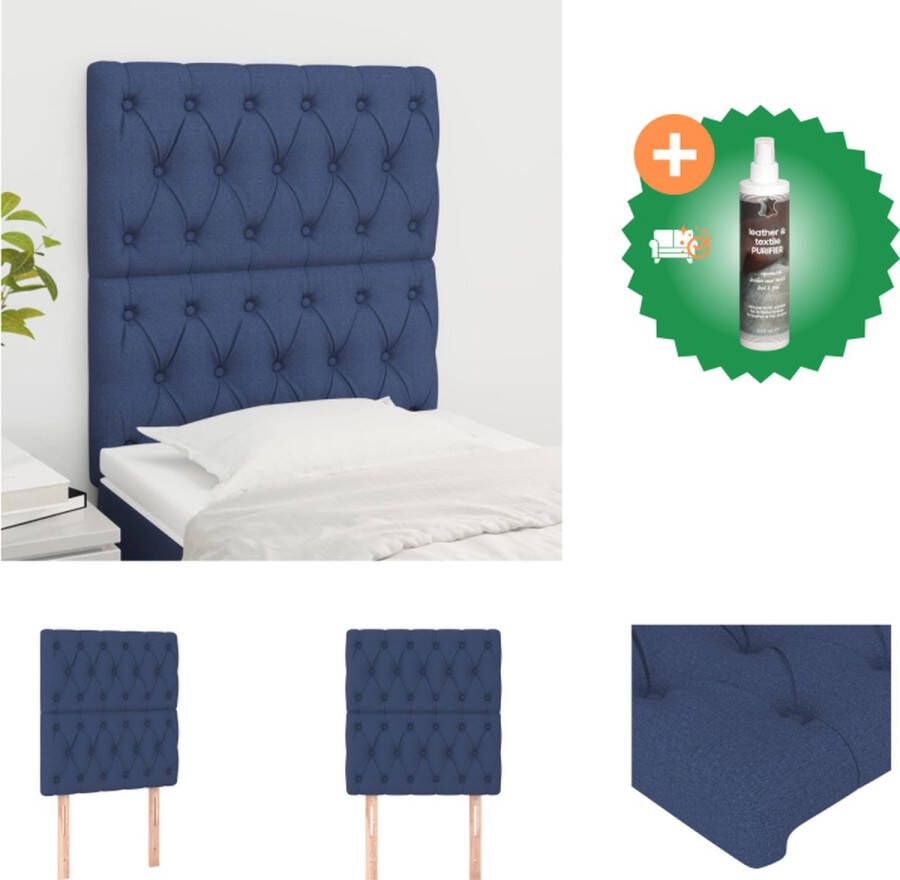 VidaXL Hoofdbord Blauw 160 x 7 x 78 88 cm Stijlvol ontwerp Duurzaam materiaal Verstelbare hoogte Stevige poten Comfortabele ondersteuning Bedonderdeel Inclusief Reiniger