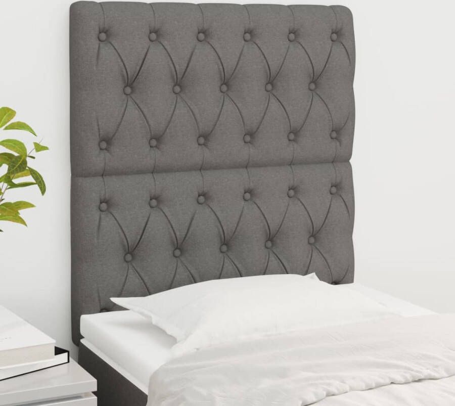 VidaXL Hoofdborden 2 st 80x7x78 88 cm stof donkergrijs - Foto 4