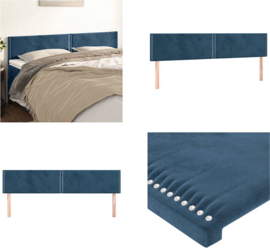 VidaXL Hoofdborden 2 st 90x5x78 88 cm fluweel donkerblauw Hoofdbord Hoofdborden Hoofdeinde Houten Hoofdbord - Foto 3