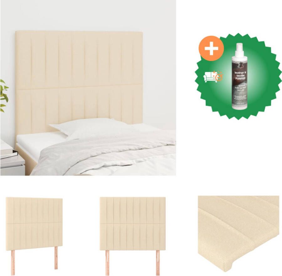 VidaXL Hoofdbord crème 90 x 5 x 118 128 cm verstelbaar en duurzaam inclusief 2x hoofdeind Bedonderdeel Inclusief Reiniger