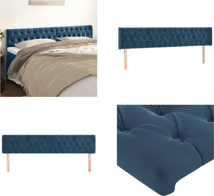 VidaXL Hoofdborden 2 st 90x7x78 88 cm fluweel donkerblauw Hoofdbord Hoofdborden Hoofdeinde Houten Hoofdbord - Foto 2