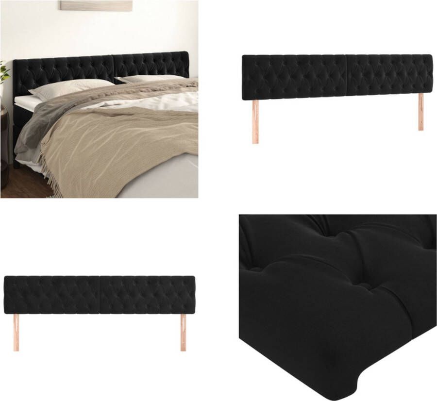 VidaXL Hoofdborden 2 st 90x7x78 88 cm fluweel zwart Hoofdbord Hoofdborden Hoofdeinde Houten Hoofdbord - Foto 2