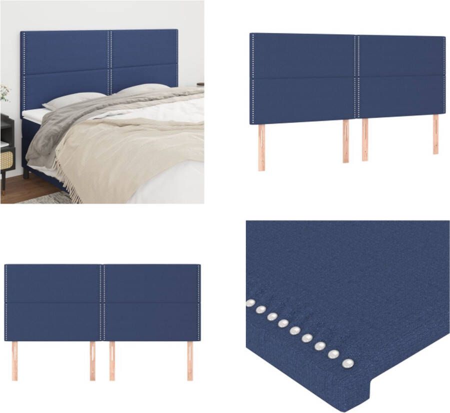 The Living Store Klassiek Hoofdbord Blauw Stof 200 x 5 x 118 128 cm Verstelbare Hoogte Klassieke Hoofdbord Blauw Stoffen Hoofdbord Beddecoratie Comfortabel Hoofdbord