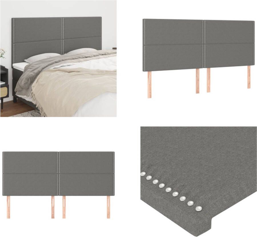 The Living Store Hoofdbord Hoofdeind Set 200x118 128 cm Donkergrijs Hoofd Bord Hoofdbord Grijs Beddecoratie Stoffen Hoofdbord Luxe Hoofdbord