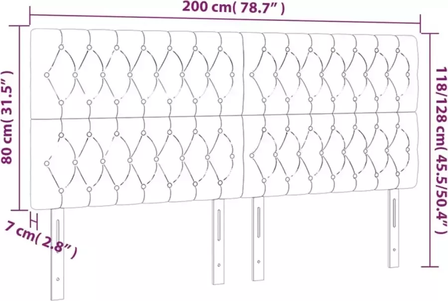 VIDAXL Hoofdborden 4 st 100x7x78 88 cm fluweel donkergroen - Foto 3