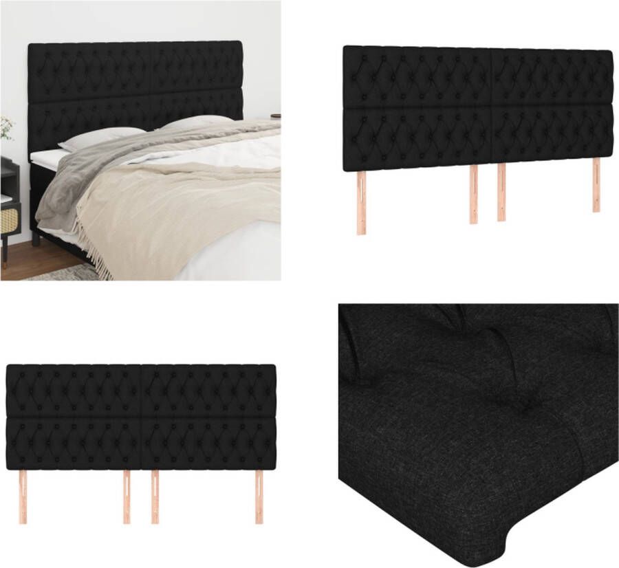 VidaXL Hoofdborden 4 st 100x7x78 88 cm stof zwart Hoofdbord Hoofdborden Hoofdeinde Houten Hoofdbord
