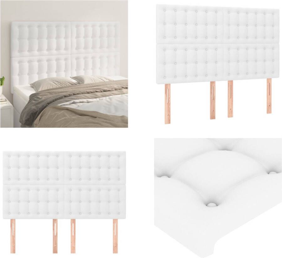 VidaXL Hoofdborden 4 st 72x5x78 88 cm kunstleer wit Hoofdbord Hoofdborden Hoofdeinde Houten Hoofdbord - Foto 2