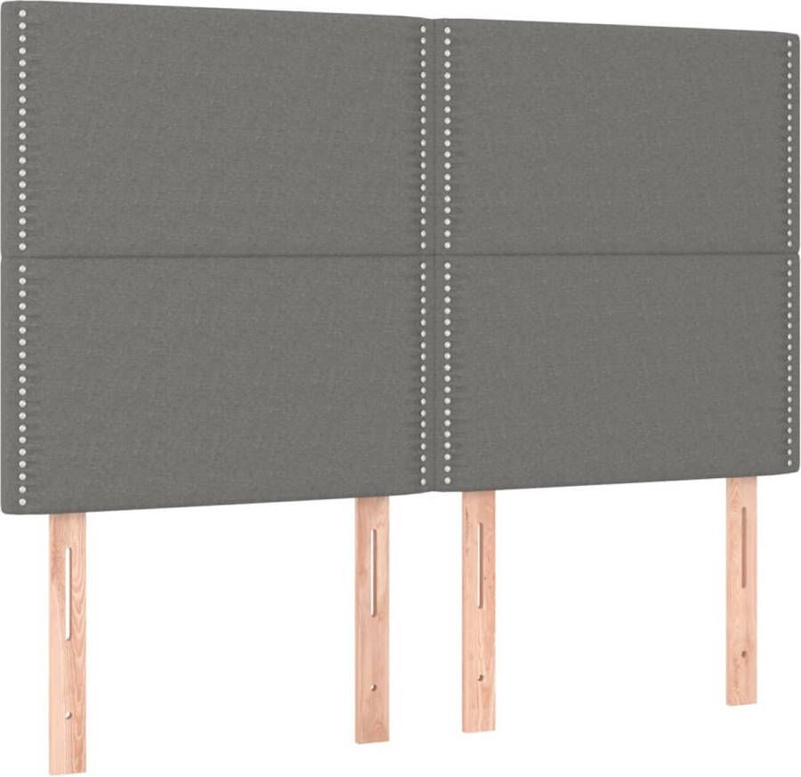 VidaXL Hoofdbord Modern Donkergrijs 144x5x118 128 cm Verstelbaar Hoogte Stof Hout(Let op bedframe en matras niet inbegrepen) Bedonderdeel Inclusief Reiniger - Foto 2