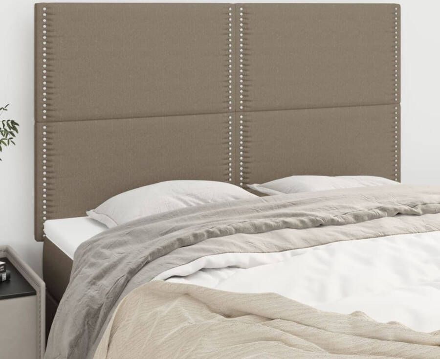 VIDAXL Hoofdborden 4 st 72x5x78 88 cm stof taupe - Foto 4