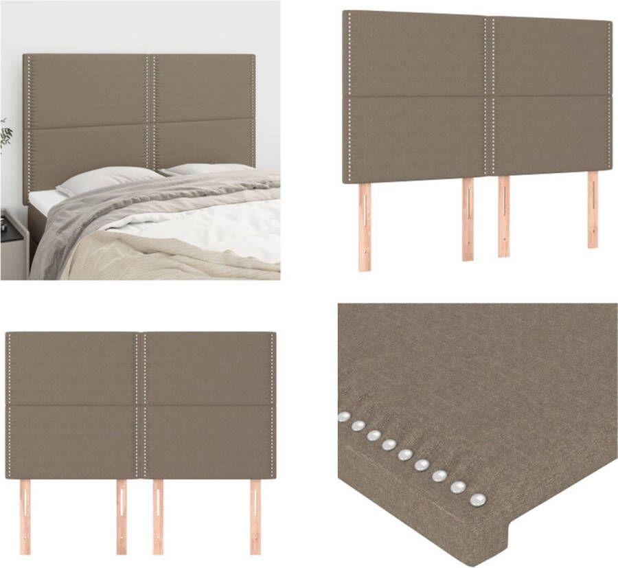 VidaXL Hoofdborden 4 st 72x5x78 88 cm stof taupe Hoofdbord Hoofdborden Hoofdeinde Houten Hoofdbord - Foto 2