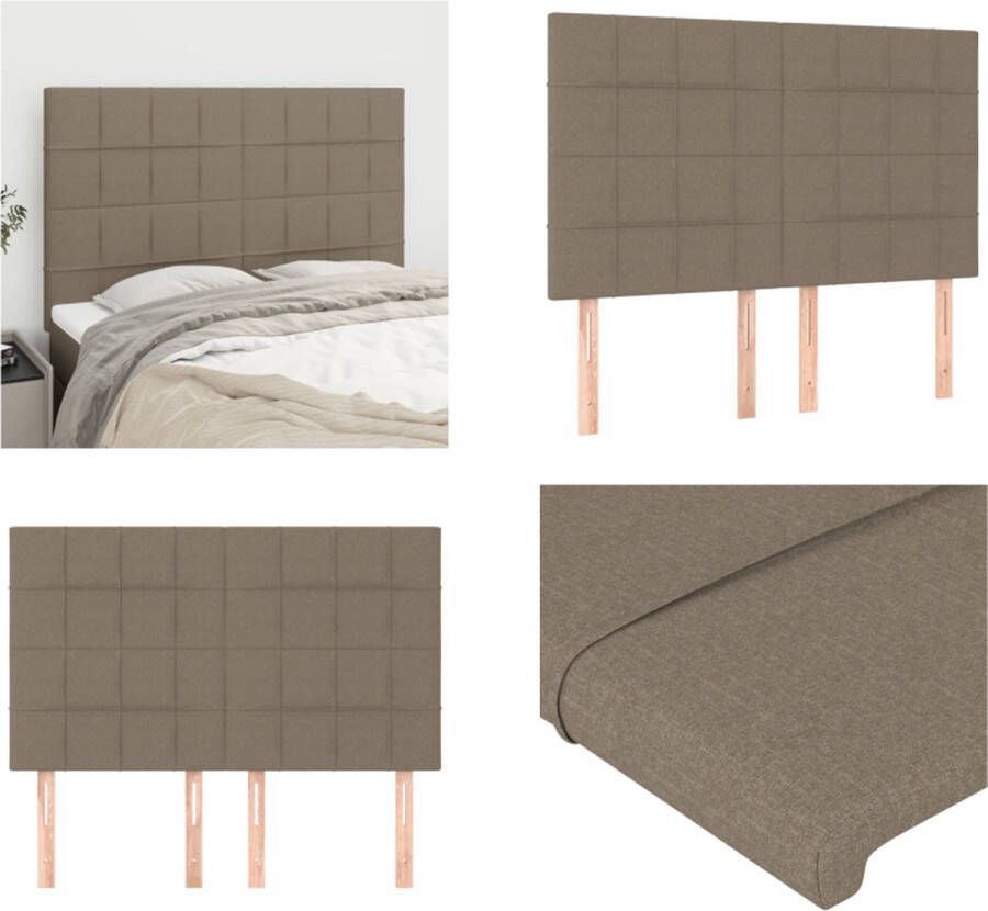 VidaXL Hoofdborden 4 st 72x5x78 88 cm stof taupe Hoofdbord Hoofdborden Hoofdeinde Houten Hoofdbord