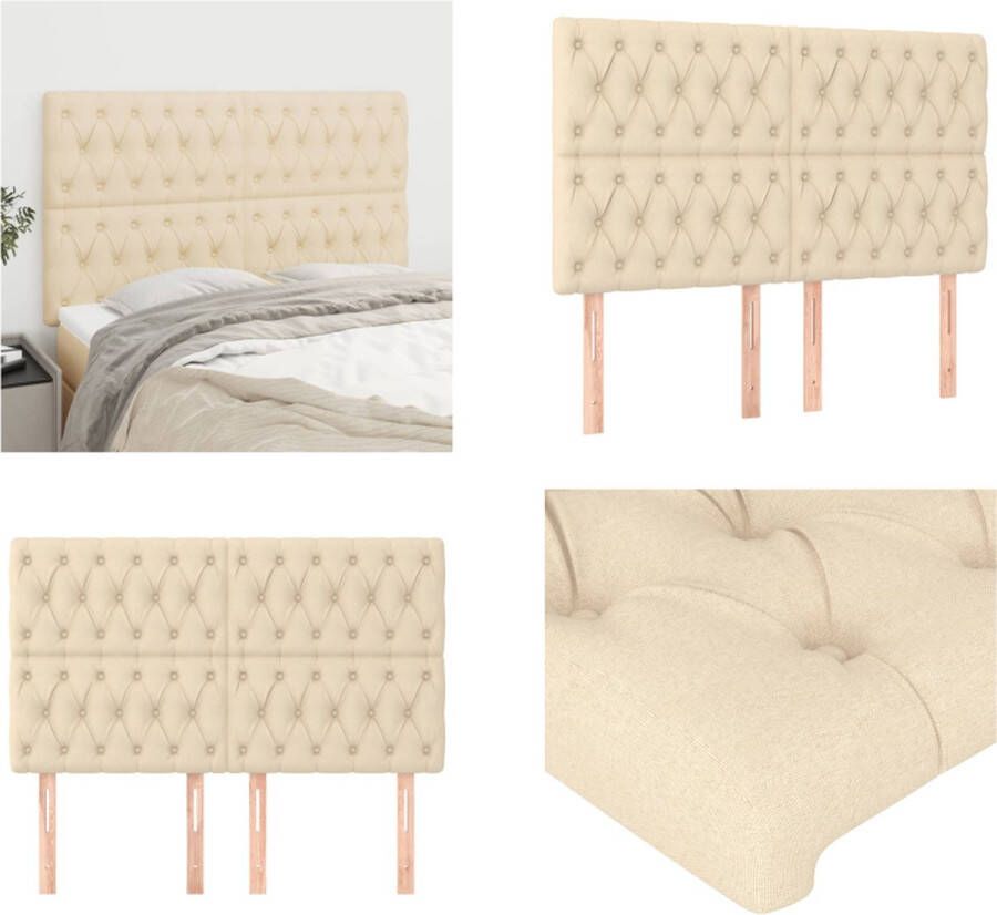 VidaXL Hoofdborden 4 st 72x7x78 88 cm stof crèmekleurig Hoofdbord Hoofdborden Hoofdeinde Houten Hoofdbord