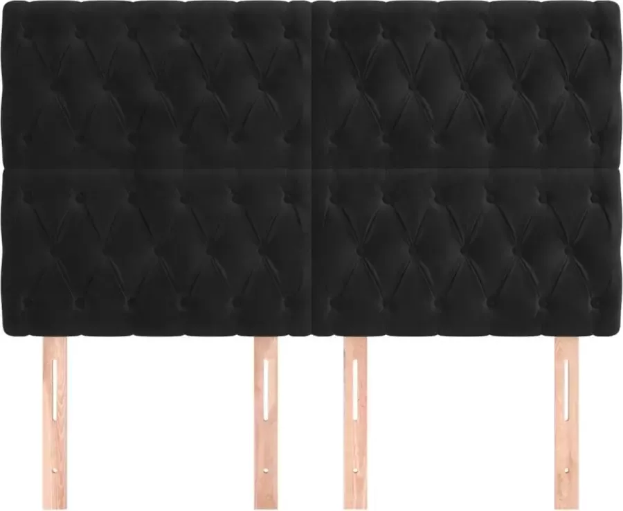 VidaXL Hoofdborden 4 st 80x7x78 88 cm fluweel zwart - Foto 4