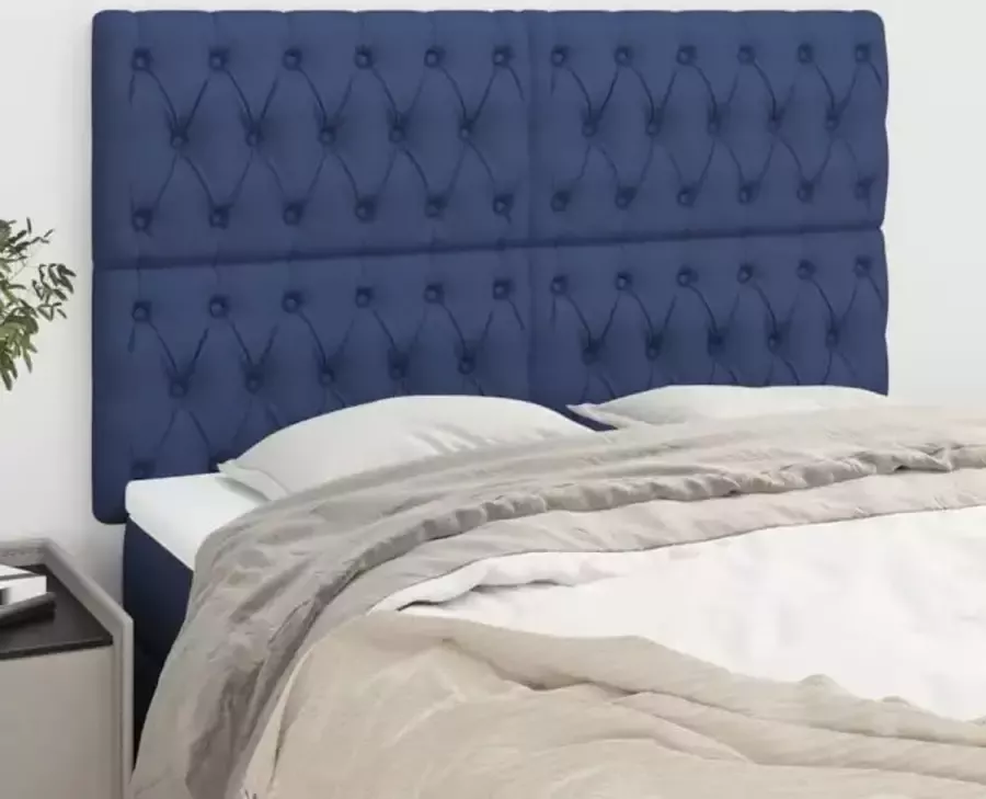 VidaXL Hoofdborden 4 st 80x7x78 88 cm stof blauw - Foto 3