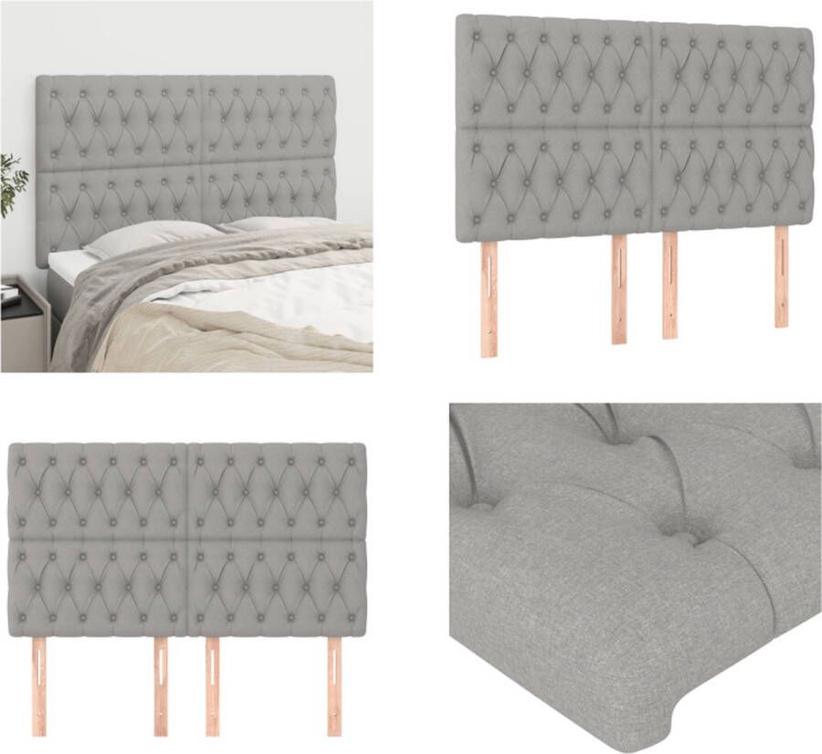 VidaXL Hoofdborden 4 st 80x7x78 88 cm stof lichtgrijs Hoofdbord Hoofdborden Hoofdeinde Houten Hoofdbord