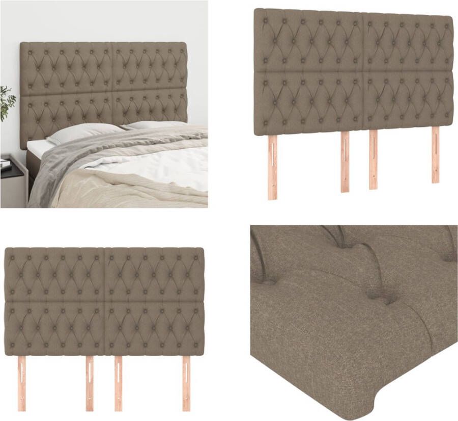 VidaXL Hoofdborden 4 st 80x7x78 88 cm stof taupe Hoofdbord Hoofdborden Hoofdeinde Houten Hoofdbord - Foto 2