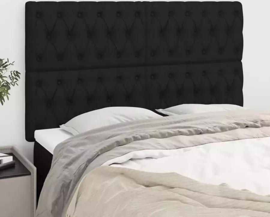 VidaXL Hoofdborden 4 st 80x7x78 88 cm stof zwart - Foto 3