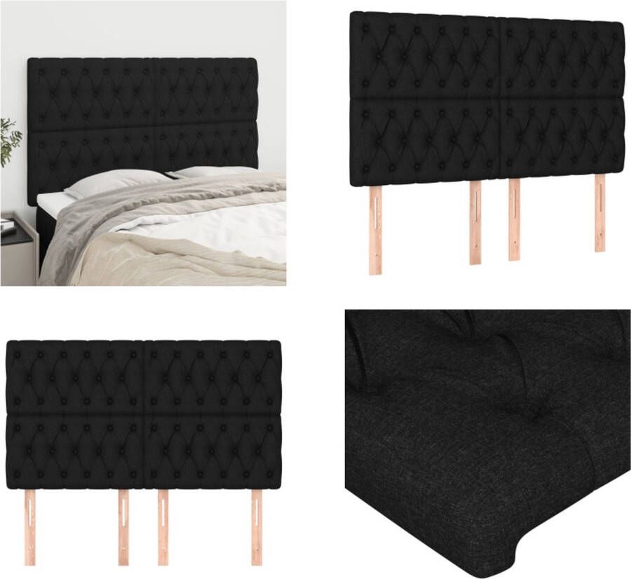 VidaXL Hoofdborden 4 st 80x7x78 88 cm stof zwart Hoofdbord Hoofdborden Hoofdeinde Houten Hoofdbord
