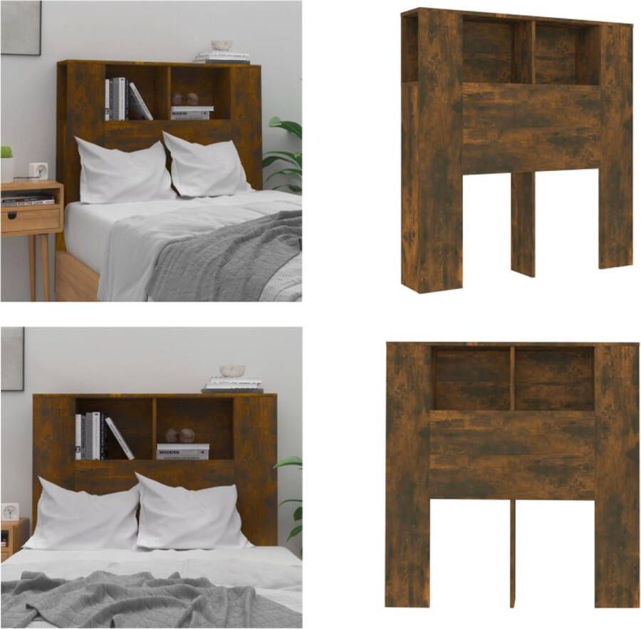 VidaXL Hoofdbordkast 100x18 5x104 5 cm gerookt eikenkleurig Hoofdbordkast Hoofdbordkasten Hoofdeindekast Hoofdbord Kast - Foto 2