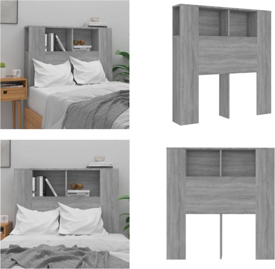 VidaXL Hoofdbordkast 100x18 5x104 5 cm grijs sonoma eikenkleurig Hoofdbordkast Hoofdbordkasten Hoofdeindekast Hoofdbord Kast - Foto 2