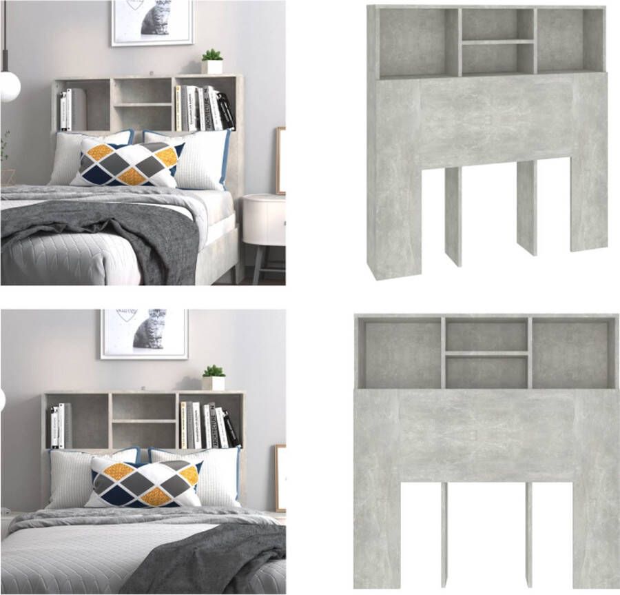 VidaXL Hoofdbordkast 100x19x103 5 cm betongrijs Hoofdbordkast Hoofdbordkasten Hoofdeindekast Hoofdbord Kast
