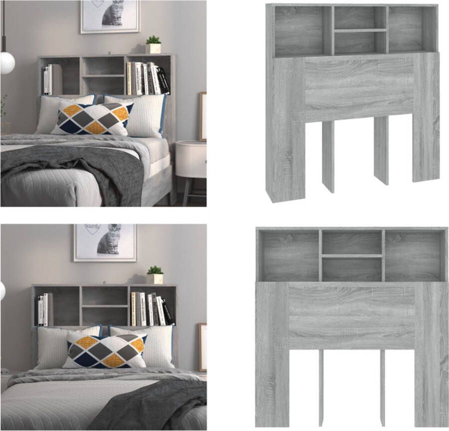VidaXL Hoofdbordkast 100x19x103 5 cm grijs sonoma eikenkleurig Hoofdbordkast Hoofdbordkasten Hoofdeindekast Hoofdbord Kast
