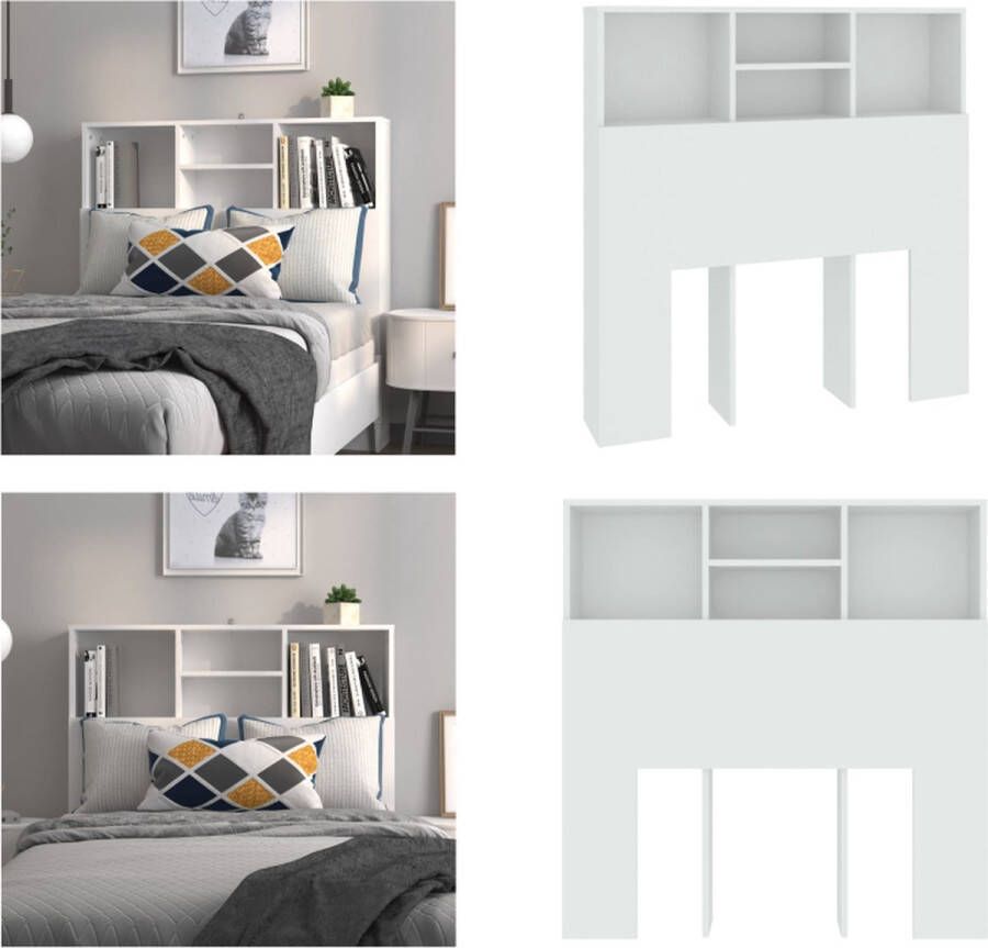 VidaXL Hoofdbordkast 100x19x103-5 cm wit Hoofdbordkast Hoofdbordkasten Hoofdeindekast Hoofdbord Kast - Foto 2