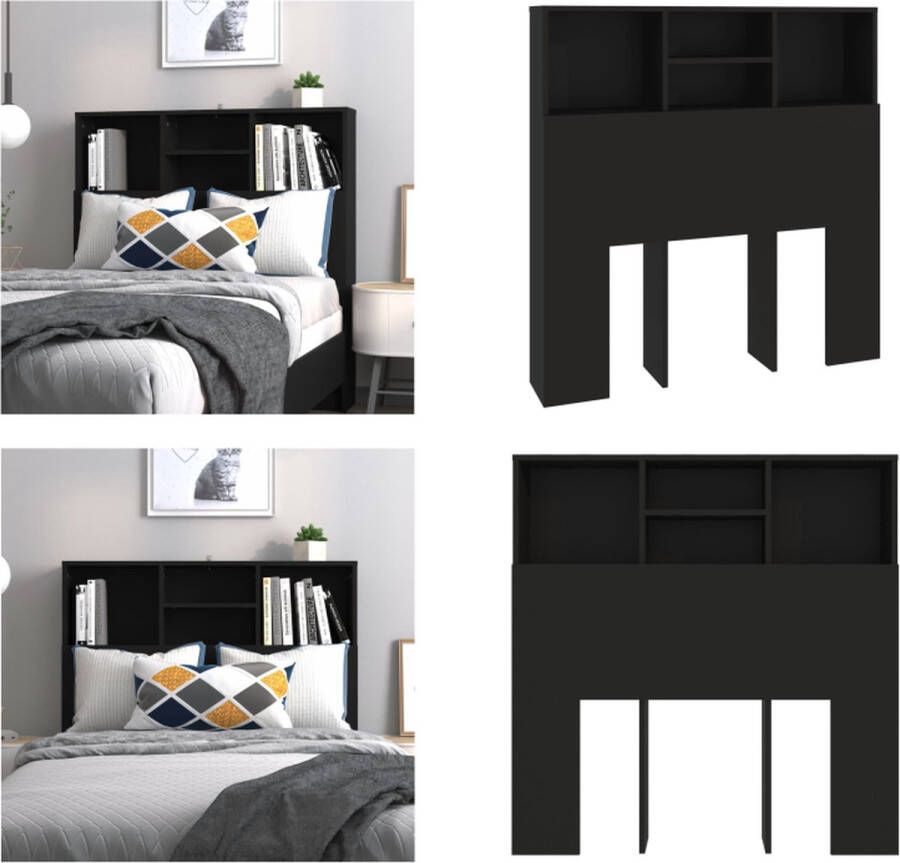 VidaXL Hoofdbordkast 100x19x103-5 cm zwart Hoofdbordkast Hoofdbordkasten Hoofdeindekast Hoofdbord Kast