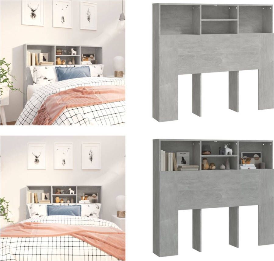 VidaXL Hoofdbordkast 120x19x103-5 cm betongrijs Hoofdbordkast Hoofdbordkasten Hoofdeindekast Hoofdbord Kast - Foto 2