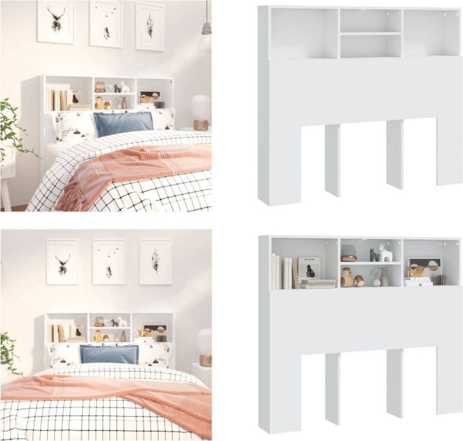 VidaXL Hoofdbordkast 120x19x103-5 cm wit Hoofdbordkast Hoofdbordkasten Hoofdeindekast Hoofdbord Kast - Foto 2