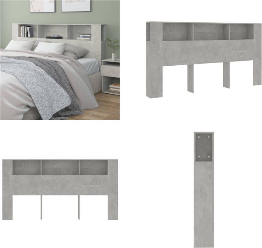 VidaXL Hoofdbordkast 200x18 5x104 5 cm betongrijs Hoofdbordkast Hoofdbordkasten Hoofdeindekast Hoofdbord Kast - Foto 2