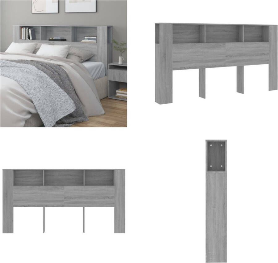 VidaXL Hoofdbordkast 200x18-5x104-5 cm grijs sonoma eikenkleurig Hoofdbordkast Hoofdbordkasten Hoofdeindekast Hoofdbord Kast - Foto 2