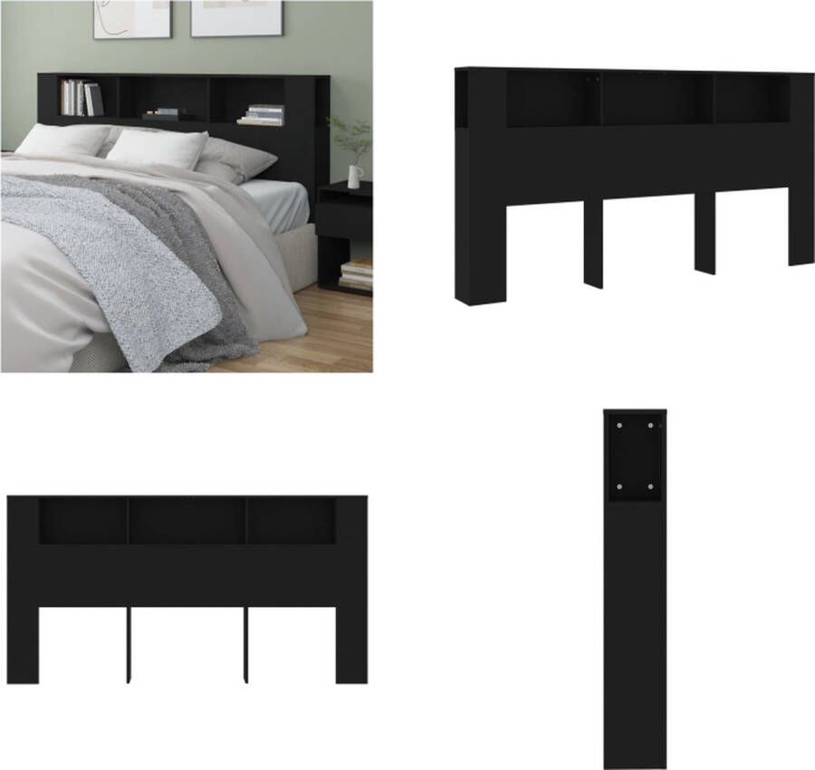 VidaXL Hoofdbordkast 200x18-5x104-5 cm zwart Hoofdbordkast Hoofdbordkasten Hoofdeindekast Hoofdbord Kast