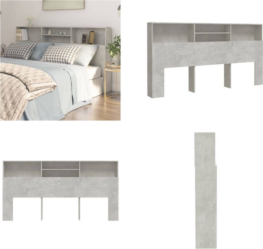 VidaXL Hoofdbordkast 200x19x103-5 cm betongrijs Hoofdbordkast Hoofdbordkasten Hoofdeindekast Hoofdbord Kast - Foto 2