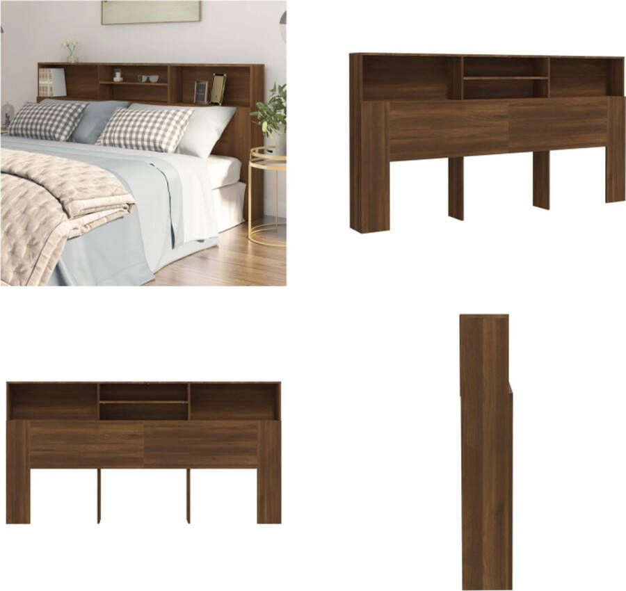VidaXL Hoofdbordkast 200x19x103-5 cm bruineikenkleurig Hoofdbordkast Hoofdbordkasten Hoofdeindekast Hoofdbord Kast - Foto 2