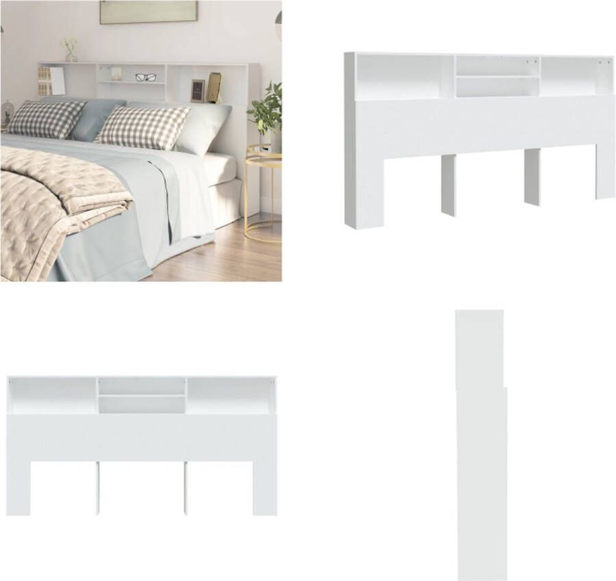 VidaXL Hoofdbordkast 200x19x103-5 cm wit Hoofdbordkast Hoofdbordkasten Hoofdeindekast Hoofdbord Kast - Foto 2