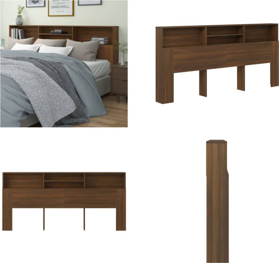 VidaXL Hoofdbordkast 220x19x103-5 cm bruineikenkleurig Hoofdbordkast Hoofdbordkasten Hoofdeindekast Hoofdbord Kast - Foto 2