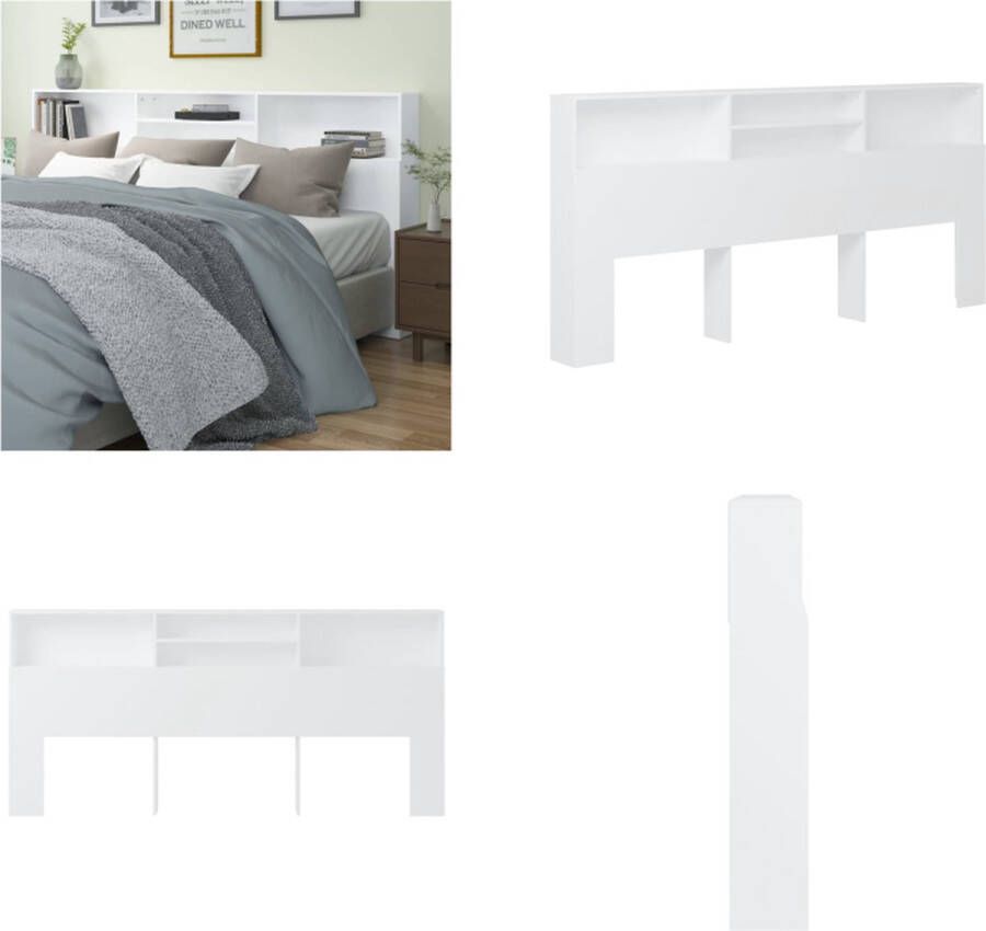VidaXL Hoofdbordkast 220x19x103 5 cm wit Hoofdbordkast Hoofdbordkasten Hoofdeindekast Hoofdbord Kast - Foto 2