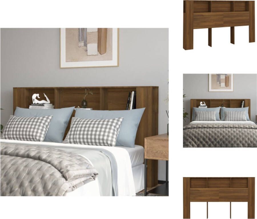 VidaXL Hoofdbordkast Hoofdbordkasten Hoofdeindekast Hoofdbord Kast Hoofdbordkast 180x18-5x104-5 cm bruineikenkleurig - Foto 2