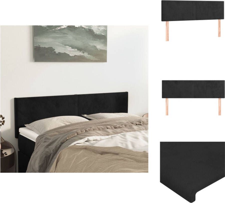 VidaXL Hoofdeind 144 x 5 x 78 88 cm Zwart Fluwelen hoofdbord voor complete uitstraling in elke slaapkamer Stevige poten verstelbare hoogte comfortabele ondersteuning Inclusief 2 hoofdeinden Bedonderdeel - Foto 3