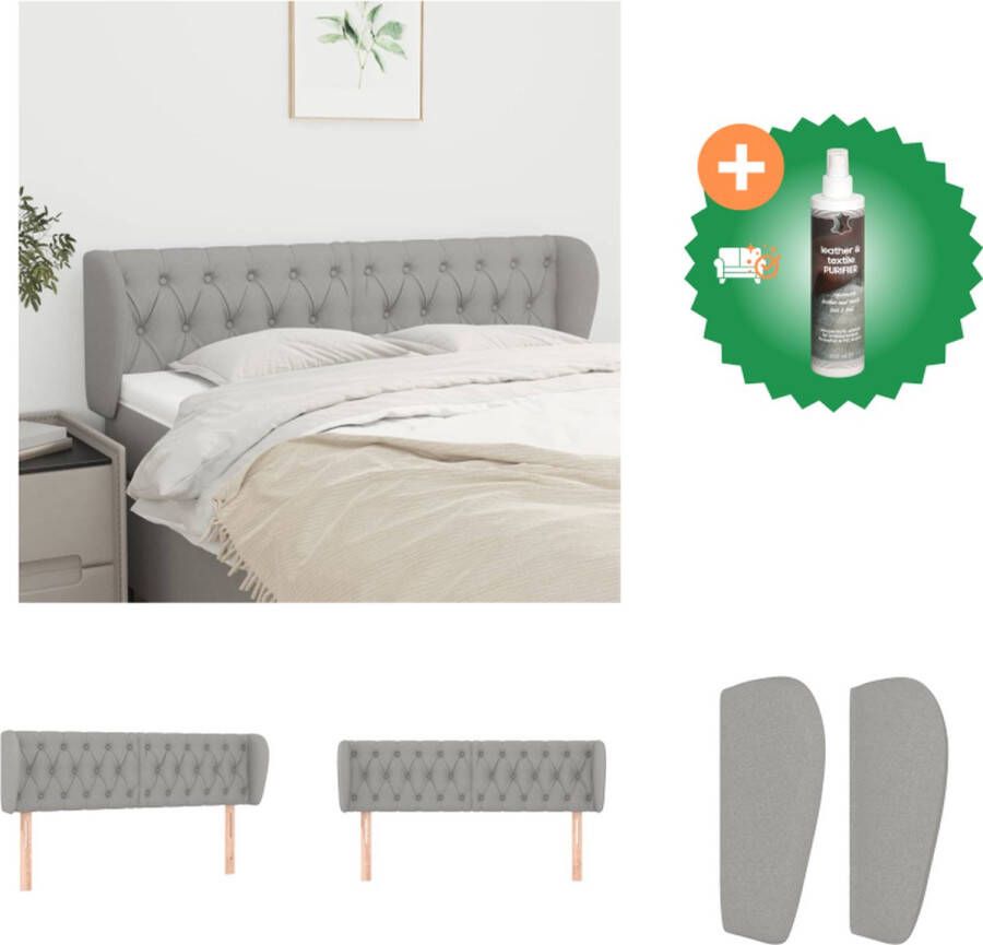VidaXL Hoofdeind Bed 163x23x78 88 cm Lichtgrijs stof Verstelbare hoogte Stevige poten Bedonderdeel Inclusief Reiniger