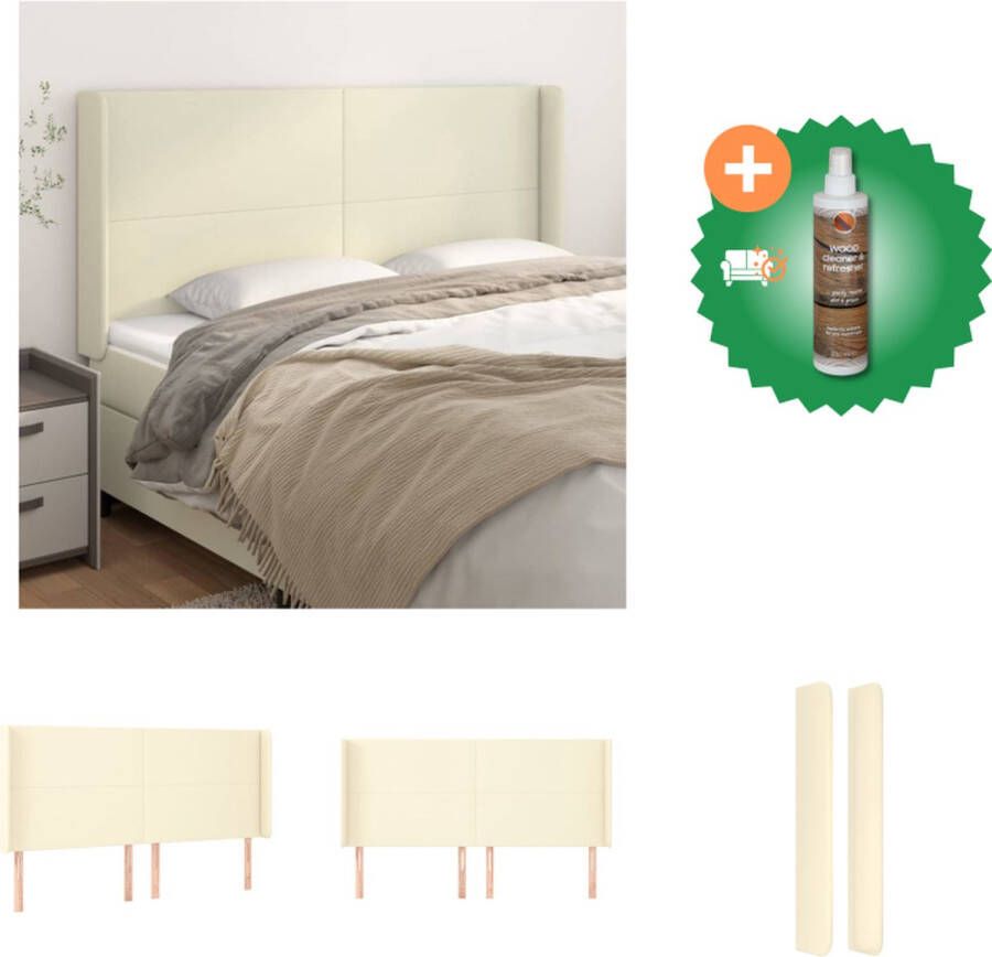 VidaXL Hoofdeind Bed 203x16x118 128 cm Crème Kunstleer Hout Verstelbaar Hoogte Stevige Poten Bedonderdeel Inclusief Houtreiniger en verfrisser