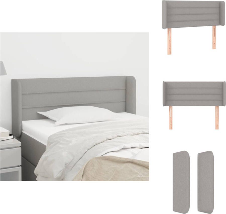 VidaXL Hoofdbord Hoofdborden Hoofdeinde Houten Hoofdbord met randen 93x16x78 88 cm stof lichtgrijs - Foto 3