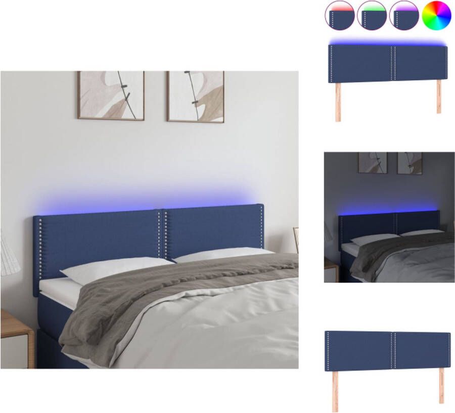 VidaXL Hoofdeind Bed Blauw 144 x 5 x 78 88 cm Verstelbaar LED Verlichting Bedonderdeel - Foto 2